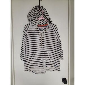 ⭐️ Womens striped sperry hoodie sweatshirt with partial zip - size s
